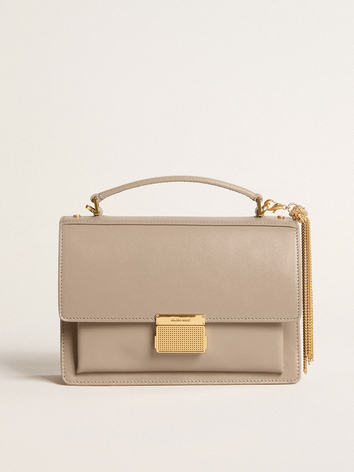 Golden Goose - Venezia Bag in beige boarded leather with gold details in 